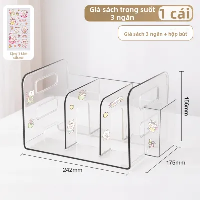 deli | Giá Đỡ Sách Trong Suốt Có Giá Đựng Bút Dùng Trên Bàn