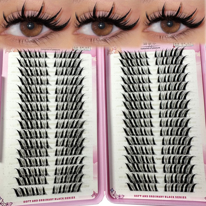 32Rows Fox Eye Manga  Cluster Lashes Cat Eye Lashes Individual Lashes Natural Look DIY Eyelash Extension Volume Lash Clusters