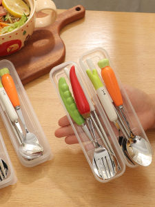Cute Portable Three-Piece Spoon And Chopsticks Set Stainless Steel Dinnerware Set for One Person Ideal for Daily Gifts
