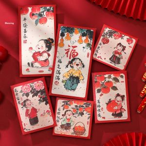 MONLEYTA | Creative New Year Red Envelope 2025 Snake Year Chinese New Year Festive Watercolor Style Childrens Lucky Money Envelope