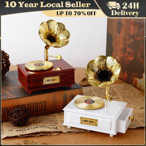 Classical phonograph Drawer Music Box for Home Decoration Wedding Birthday Gift Gramophone Figurine Hand Crank Music Boxes European-style Gramophone Model Music Box Gramophone Model Phonograph Shape Classical Phonograph Drawer Music Box Music Box