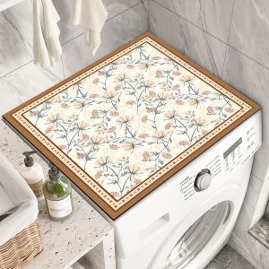 vikama Washer Dryer Covers Flowers Floral Non-slip Dryer Top Protect Mat Dust-proof Diatomite Washing Machine Covers Home Decor