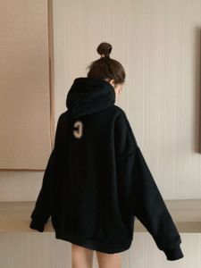QIANSHUIYIYUN | Fleece Lined Hooded Womens Sweatshirt Jacket