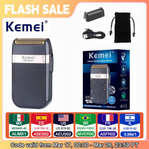 Kemei KM-2024 USB Charging Electric Shaver Additional Cutter Head Reciprocating Twin Blade Razor Shaver Beard Trimmer