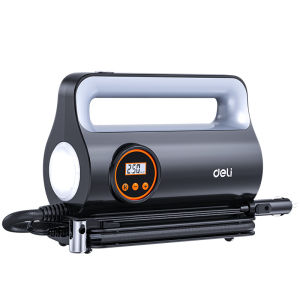 deli | Portable Car Tire Inflation Pump with Pressure Gauge