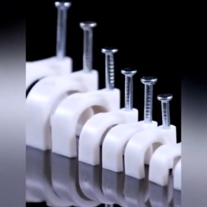 100PCS Round Cable Nail Clips with Steel Nails – PVC Wire Clamps for TV Ethernet & Wall Cable Management Use