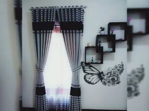 Gorden Jendela Ruang Tamu Bahan Blackout Import Grade A Kombinasi Gordyn Smokring 9 Gelembung