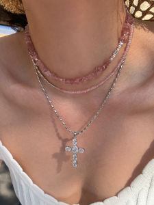 CAFFTI | Natural Pink Strawberry Quartz Necklace