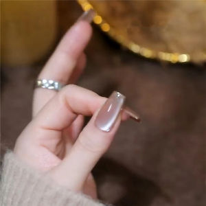 Nude Cat Eye Nail Art Patches Handmade Luxury Removable False Nails Tips Easy Wear And Remove Beauty Salon Supplies