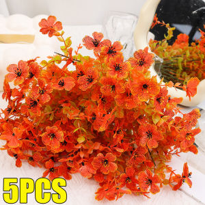 5/1PCS Artificial Fall Flowers Orange Fake Flower Plant DIY Living Room Home Garden Birthday Wedding Party Decoration