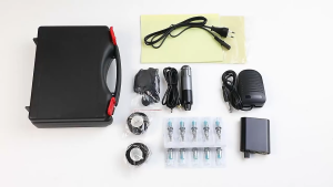 เครื่องสักไร้สาย ชุดปากกาโรตารี่ มอเตอร์ทรงพลัง ใช้งานง่าย เหมาะสำหรับผู้เริ่มต้น มาพร้อมอะแดปเตอร์และแผ่นผิวหนังเทียมสำหรับฝึกสัก Beginner Tattoo Kit