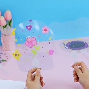 Quạt nhựa cầm tay trong suốt trang trí thủ công bằng màu acrylic LIM DIY
