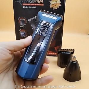 【Gift Town】3 in 1 Mens Electric Shaver USB Rechargeable Painless Hair Removal Device Blue Color Multifunctional Hair Clipper