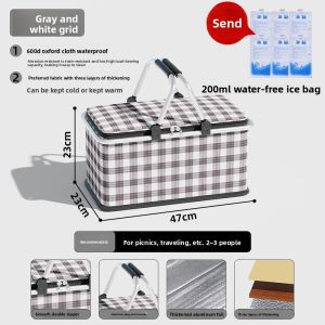 MONLEYTA | Foldable Handheld Picnic Basket Camping Barbecue Thermal Insulation Outdoor Spring Tour Essential Picnic Supplies Popular Basket