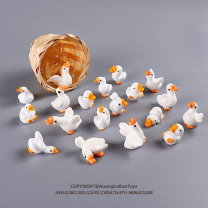 Mini Cute Big White Goose Simulation Animal Model Desktop Decoration Childrens Gift Doll Small Toy Realistic Micro Animal Toy