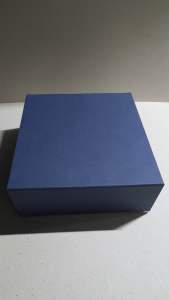 Navy Blue square Flip Top Matte finish. Magnetic 10x10x4” inches