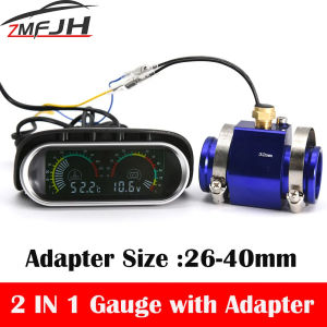 2 In 1 LCD Digital Car Truck Water Temp Gauge 1/8 NPT Temperature Sensor Temperatura Moto+Voltmeter Volt Voltage Meter 12V 24V
