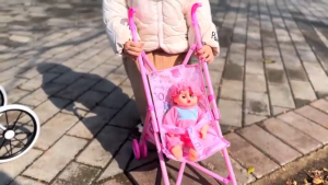 Baby Doll Stroller Toy Set for Girls Foldable Mini Push Cart Pretend Play Toy Gift Simulation role