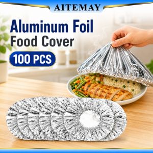 Aitemay Reusable Aluminum Foil Food Wrap Cover - Heat Insulation for Oven/Takeaway/Picnic Food Preservation (10-100pcs Food Grade Household)