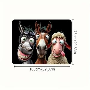 VIKAMA Cute Crazy Animal Character Car Boot Mat Black Background Wear Resistant Easy Clean SUV Trunk Floor Mat Home Decoration