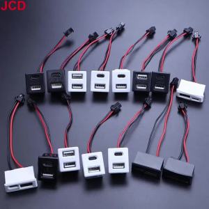 JCD | Đế USB Hai Lớp Và Đầu Nối Ổ Cắm Type-C Kèm Cáp Sạc Đèn Màu Đen Trắng - USB A Cái