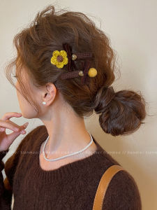 Delicate Flower Ball Butterfly Knot Hair Clip Womens New 2025 High-End Hair Clip Forehead Bangs Side Part Hair Clip