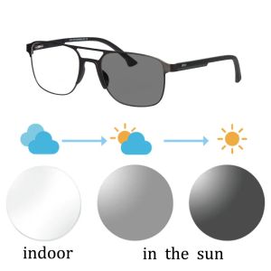 Shinu | Photochromic Man Cycling Glasses Multifocal Progressive Near and Far Double Bridge Frame Myopia Lenses Gift for Man for Husband