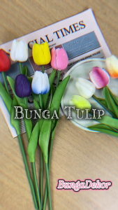 Bunga Tulip Latex 1 Tangkai Artificial Dekorasi Rumah Hiasan Mahar Buket Plastik Wedding Pernikahan Daun