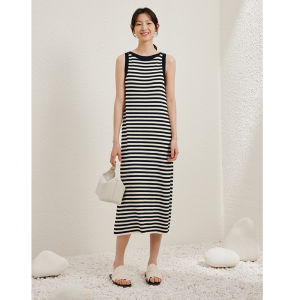 Yigue | Sleeveless Striped A-Line Dress