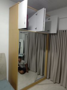 Lemari Sliding Mewah Besar Pintu 2 Full Cermin Pemesanan Jabodetabek. Bisa COD