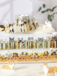 Seamless Scenic PET Tape Cute Cat Dog Stickers Creative Scrapbooking Background Materials Mignon Pet Time Adhesive Tape