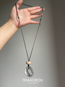 Minimalist Style Frosted Silver Large Ring Black Woven Rope Sweater Chain Accessory White Dinosaur Bone round Ring Fashion Jewelry