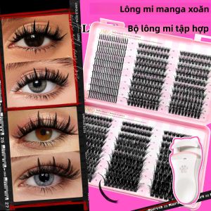 Bộ Dụng Cụ Nối Mi LAKANAKU Mink Lashes Cluster Extensions Mi Lẻ Dày Dày Đặc Kiểu Manga Kèm Keo Và Nhíp Tự Làm