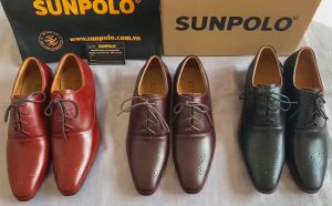 Giày Tây Nam Da Bò Thủ Công SUNPOLO SUMU0038 (Đen Nâu Đỏ)