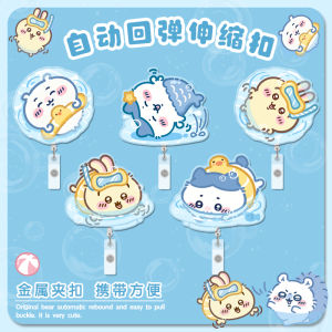 Swimming Cat Retractable Buckle Student ID Card Holder Nurse Badge Clip Cute New Design Easy Pull Clip Business Card Organizer