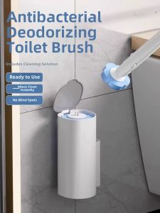 Disposable Toilet Brush Wall-Mounted Household Bathroom No-Wash Replacement Head Plastic Material No-Drilling Installation