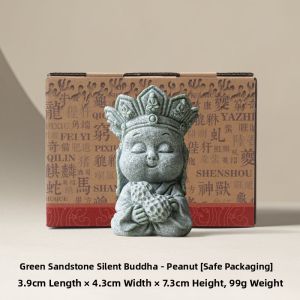 JISU | Good Luck Peanut Buddha Statue Ornament Green Sandstone