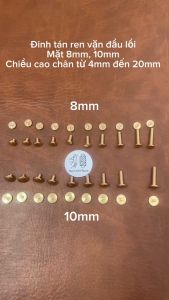 Đinh Tán Vít Chicago Ren Vặn Đầu Lồi Chữ I Đồng Thau Đúc Phụ Kiện Làm Đồ Da Thủ Công Handmade DIY