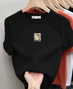 Áo Thun Cotton Ôm Vừa Vặn Cổ Tròn Tay Ngắn Mùa Hè 2024 Phong Cách Mỹ Hoạt Hình in Họa Tiết Thời Trang Nữ