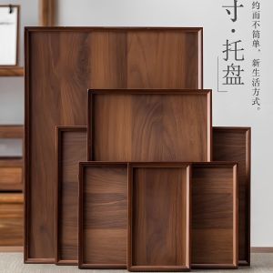 Rustic Cherry Wood Tea Tray Circular Hotel Dining Plate Chinese Style Simple Design Serving Tray for Tea Making And Cooking