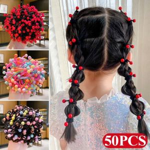 50Pcs Children Cherry Hair Ties Cute Girls Baby Elastic Hair Bands Hair Ropes Rubber Band Scrunchies Headwear Hair Accessories