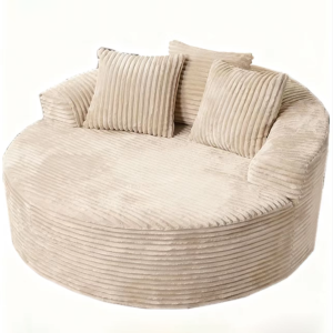 Nordic Minimalist round Fabric Sofa Modern Simple Luxury High-End Grey Stripe Sofa Chair Comfortable Medium Hardness Sponge