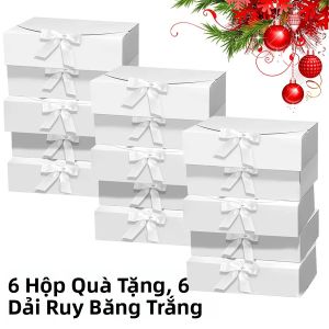 6 Hộp Quà Tặng Màu Trắng Lớn 27x20x8cm Bao Bì Bìa Cứng Cao Cấp Dùng Cho Đám Cưới Giáng Sinh Phù Rể Cầu Hôn Sinh Nhật Halloween
