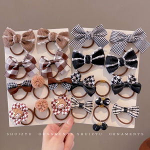 เชือกคาดผมลายการ์ตูนรูปดอกไม้ติดโบว์สำหรับเด็ก 10 ชิ้น แฟชั่น ยางยืดยืดหยุ่นสูง ลายดาวน่ารัก ที่รัดผม