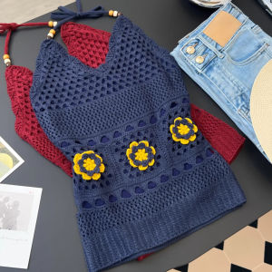 chaqi | เสื้อกั๊กแขนกุดคอวีผูกโบว์สีเหลืองสำหรับผู้หญิงในช่วงฤดูร้อน เสื้อชั้นในผู้หญิงแบบเก๋ไก๋สไตล์ไทย เสื้อคลุมแฟชั่นสุดหรูหรา