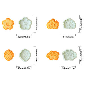 4Pcs Flowers Strawberries Cookies Cutters Plastic Cartoon Pastry Molds Confectionery Cookie Stamp Baby Biscuit Baking Supplies