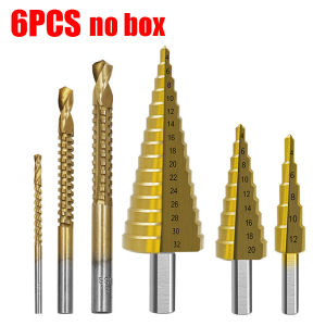 6Pcs Step Drill Bit Saw Drill Bit Set Titanium Milling Cutter 4-12 4-20 4-32mm 3 6 8mm For Woodworking Metal Core Hole Opener