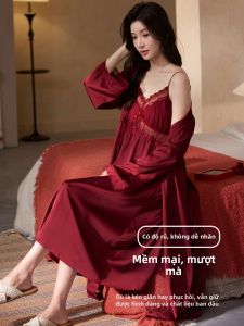 LEZIMENG | Đồ Ngủ Mỏng Quai Đeo Màu Đỏ Có Đệm