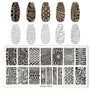 Tấm Dập Móng Hình Rắn Báo Bằng Thép Không Gỉ Thiết Kế Chữ Cái Tiếng Anh Trái Tim Lá Hoa Dùng Để In Hình Lên Móng.