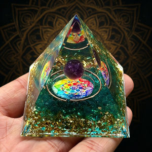 2pcs Natural Amethyst Crystal Pyramid And Pendant Set with Lapis Lazuli Stone Mandalay Crystal Pyramid Kit for Energy Healing